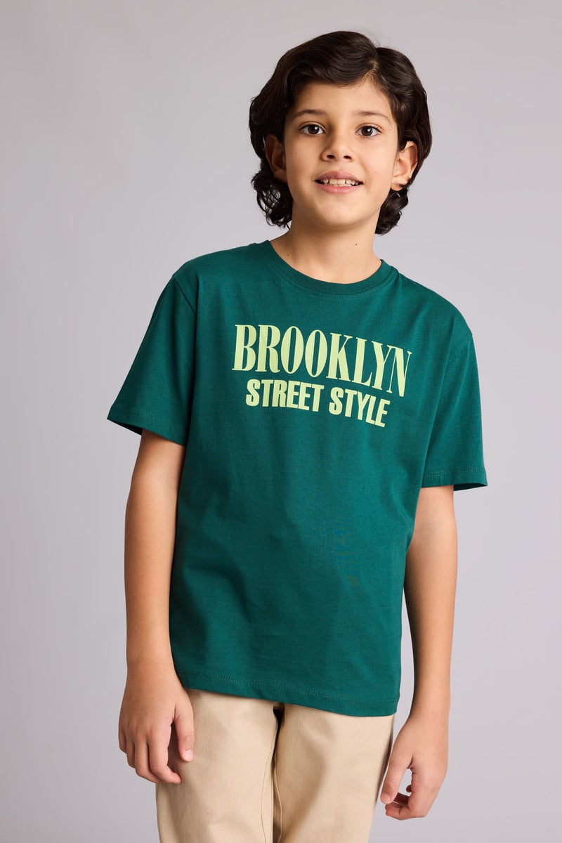 DeFacto Green Boy Boy New Regular Fit Crew Neck Printed T-Shirt Casual - Image 3